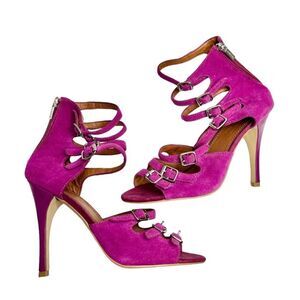 Colin Stuart Sandals Womens Size 9 Purple Leather Open Toe Strappy Heels